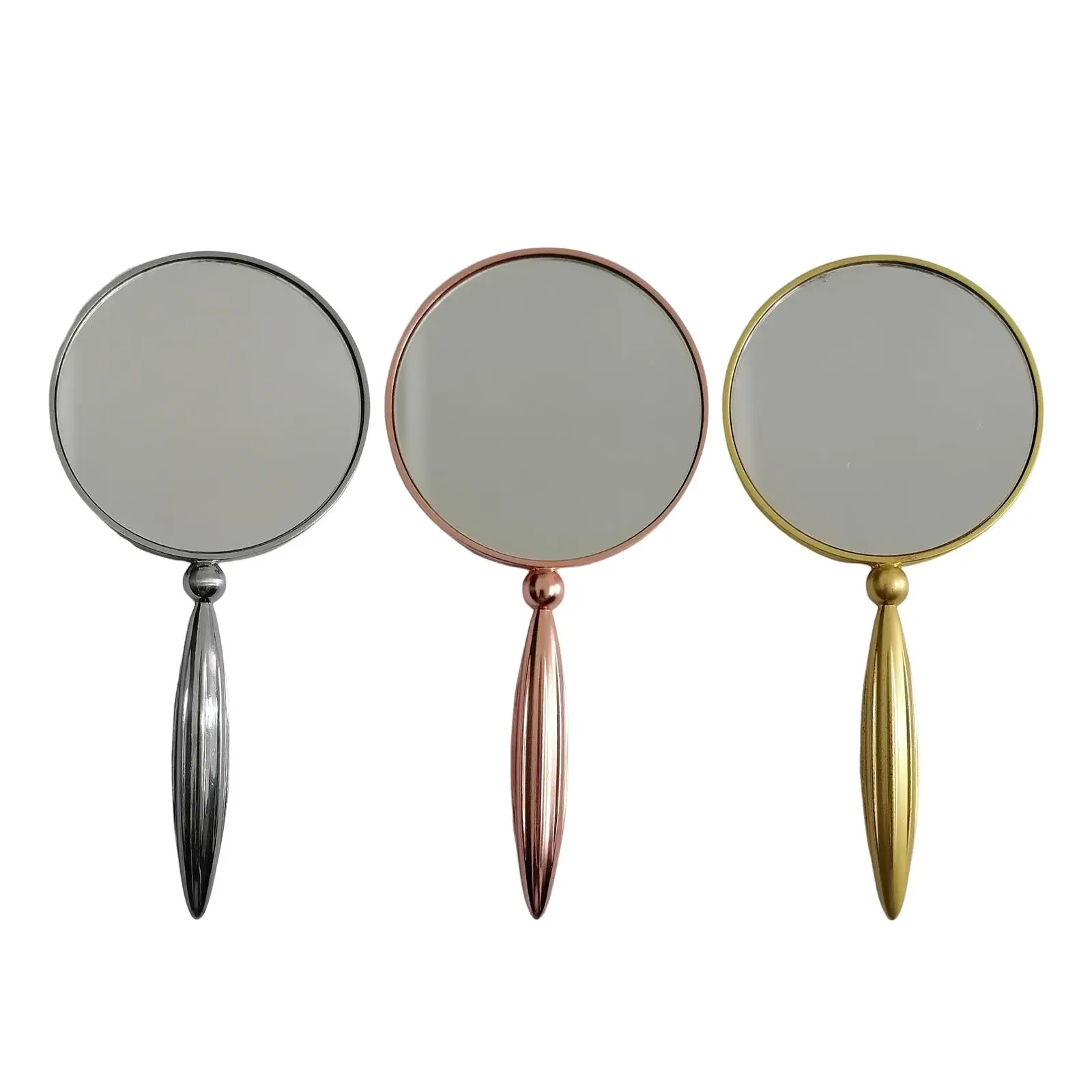 Retro Style Handheld Mirror Cosmetic Hairdressing Creative Clear Vision Large