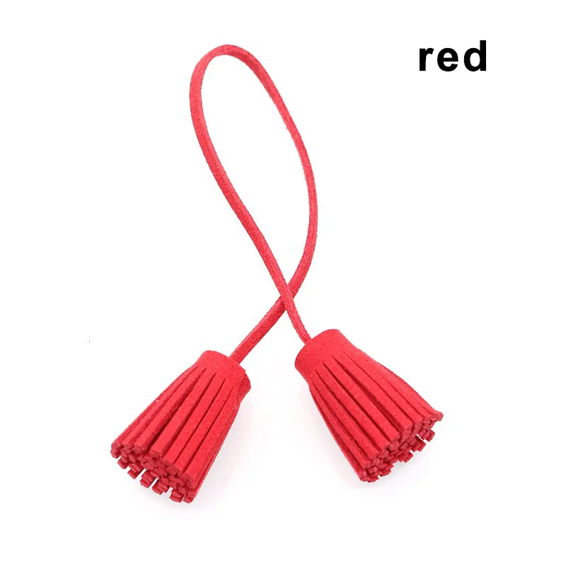 2Pcs Double Leather Tassel Leather Strip Cord with Tassel Fringe Suede Tassel Key Chains Pendant for DIY Craft Jewelry Accessory