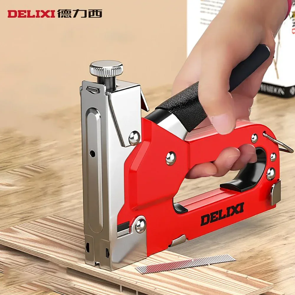 

Delixi Manual Nail Gun Heavy Duty Air Staplers Rivet Woodworking Pneumatic Nails Gun Upholstery Carpentry Stepler Nailing Tools