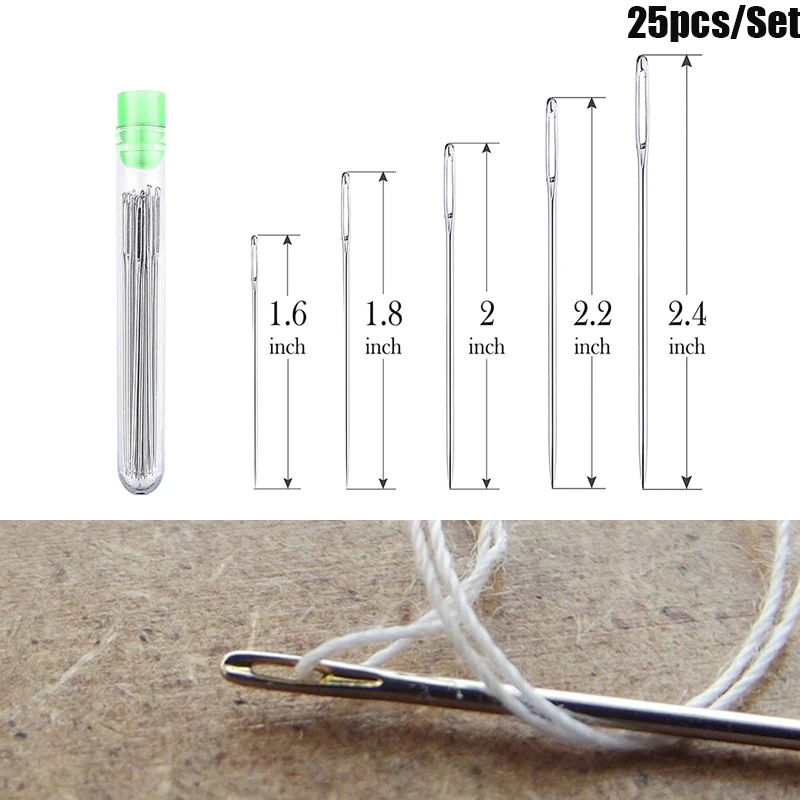 

25pcs Large Eye Stitching Needles Sewing Needles Handmade Leather Needle Steel Yarn Knitting Needles Sewing Tool Set