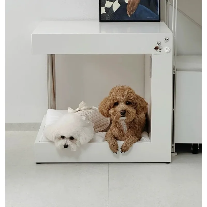 

Pet stainless steel open kennel can be used as counter dog sleeping indoor bedside table