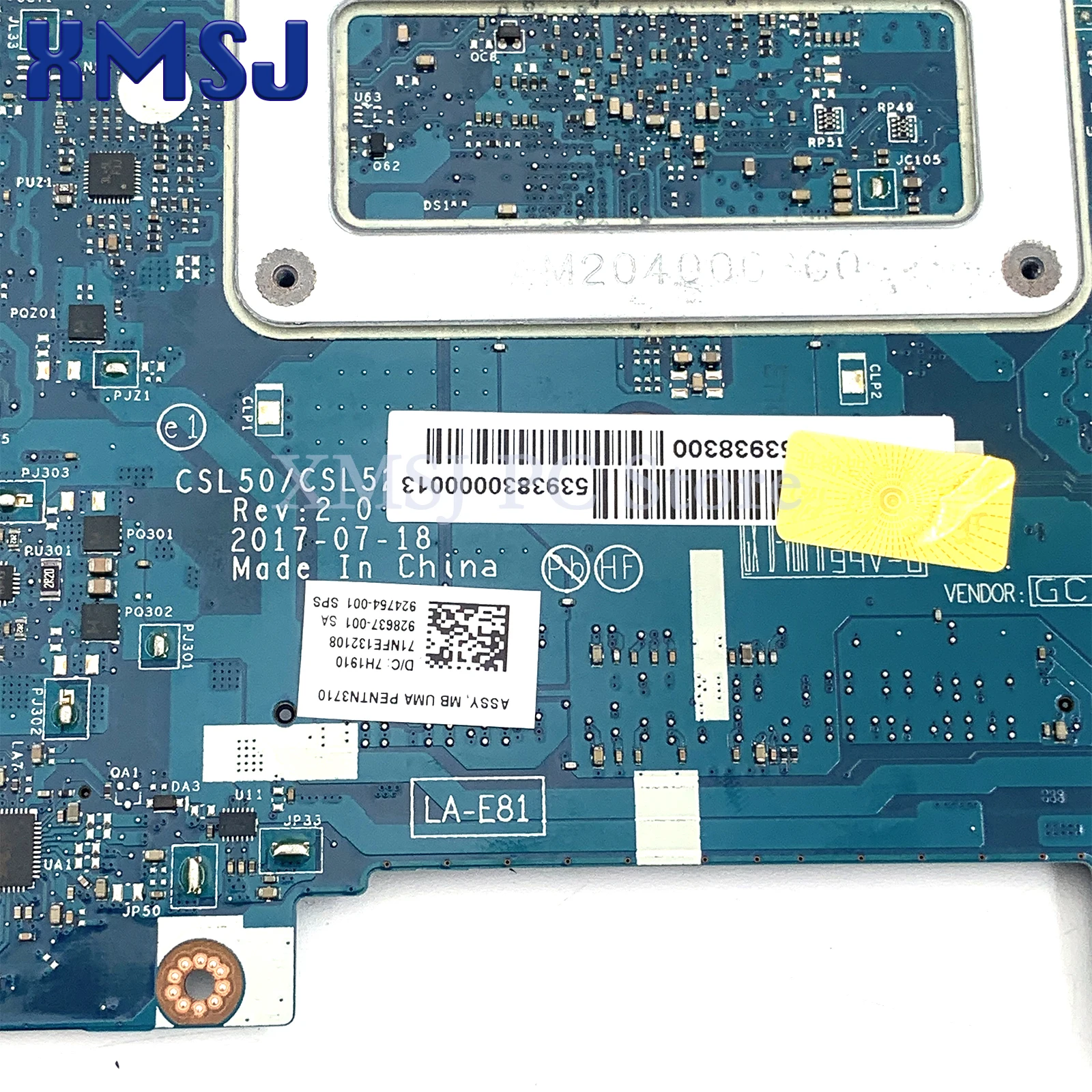 Placa base para ordenador portátil Hp 15-BS Series 939605-601, 939605-001, CSL50/CSL52, LA-E811P, con SR2KN N3060, CPU