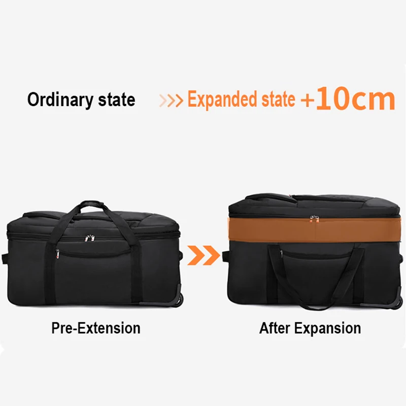 Multi-functional Rolling Travel Bag Large Capacity Oxford Backpack Travel Handbag Portable Storage Luggage Bag Short Trip 3Wheel