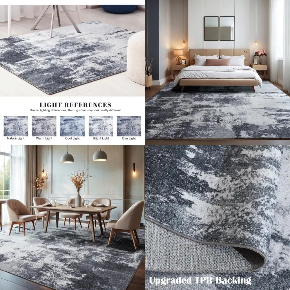 

8x10 Modern Abstract Washable Area Rug, Soft Non-Slip, Non-Shedding, Stain Resistant Carpet for Living Spaces