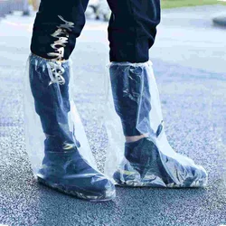 10pcs Disposable Rain Shoes Protectors High-top Thicken Waterproof Anti Foot Boot Covers Carpet Protectors (Transparent)