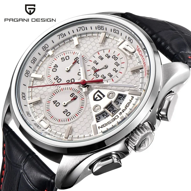 pagani-design-pd‑3306-men's-quartz-chronograph-watch-445mm-tachymeter-hardlex-glass-leather-strap-business-sports-wrist-watch