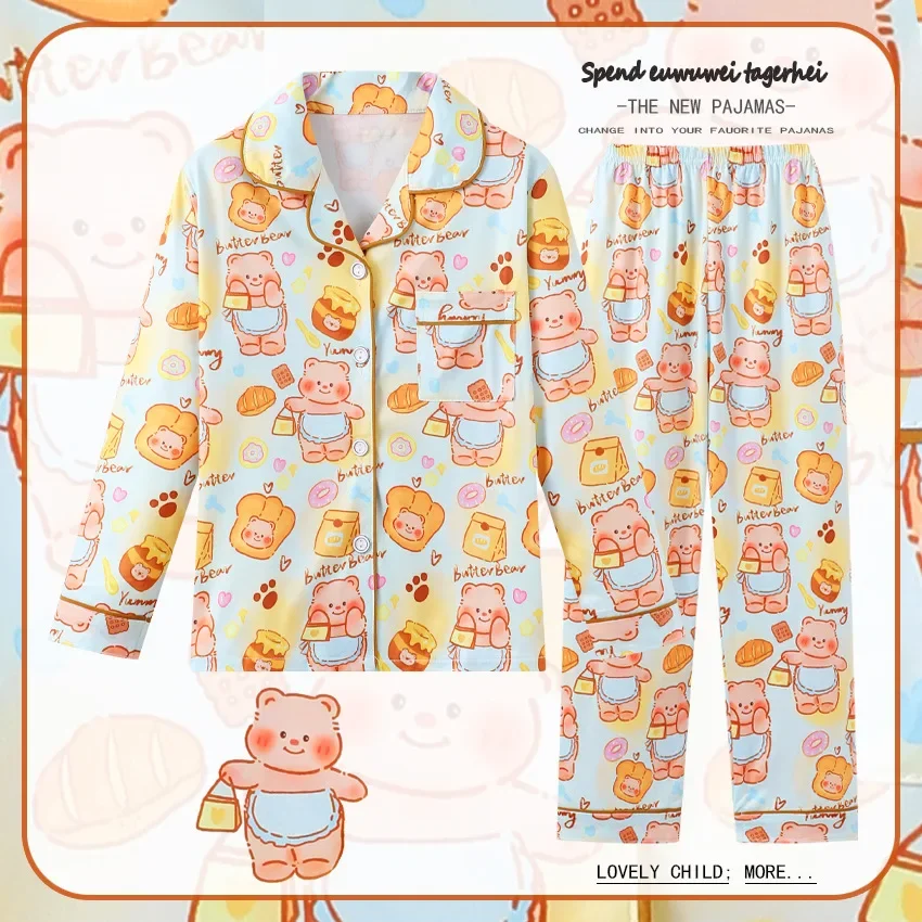 Pokemon Pikachu Girls' Pajamas Children's Spring and Autumn Long Sleeve Thin  Children Girls Princess Homewear Boys Summer Wear