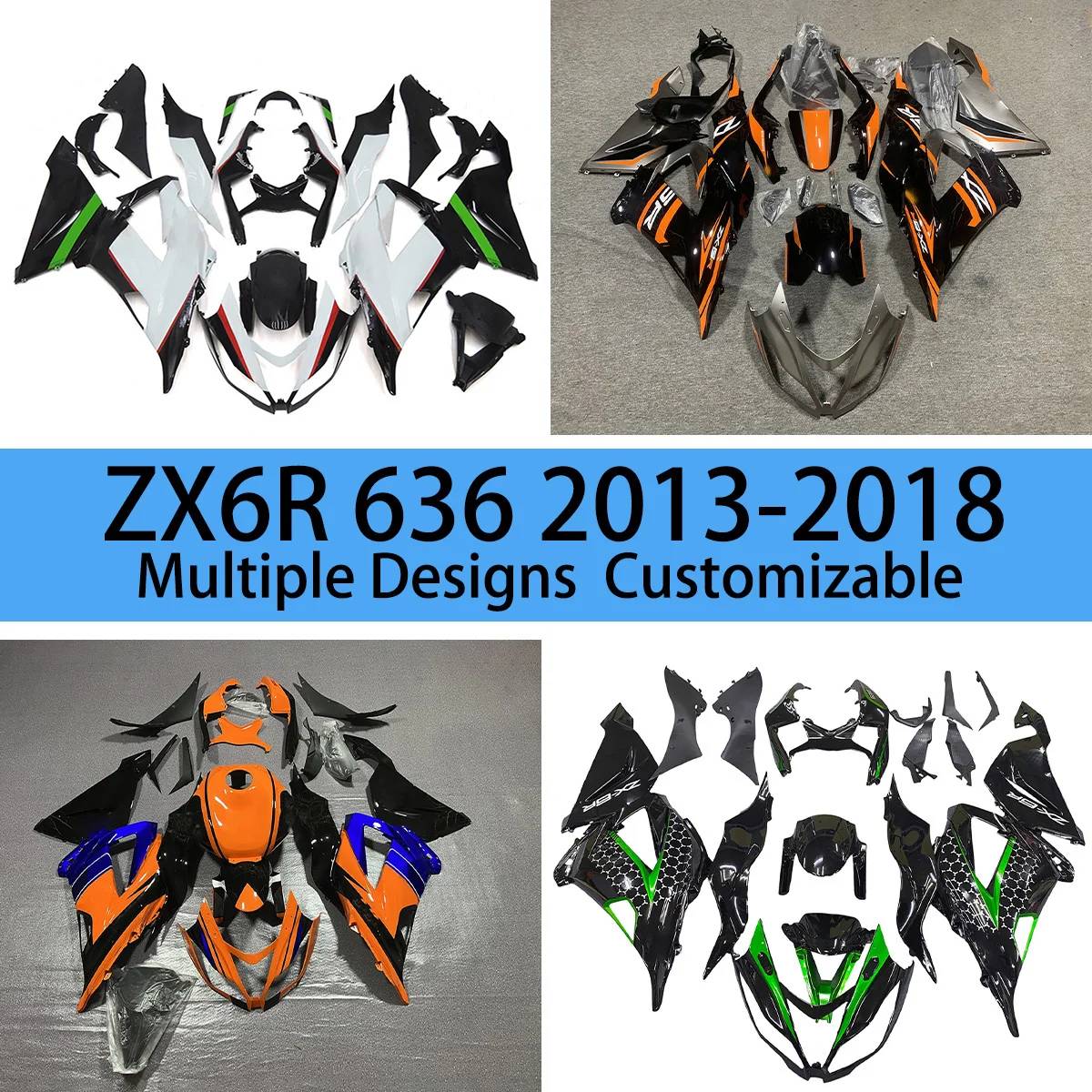 ZX6R 2013 2014 2015 2016 2017 2018 Fairings Motor for KAWASAKI 636 ZX 6R 13-18 Motorcycle Plastic Cover Fairing Body Kit Set