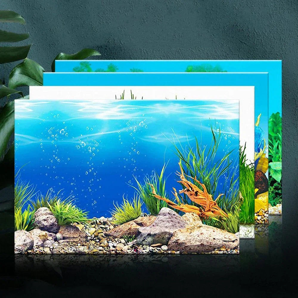 3D Double-sided Aquarium Landscape Sticker Poster Fish Tank Ocean Sea Plants Background Sticker Decoration Aquarium Accessories