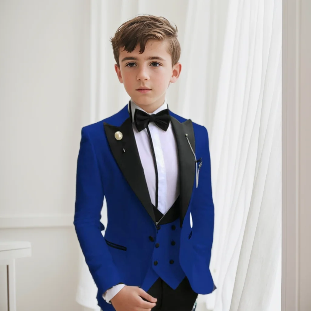 New Children's Day Performance School Uniform Costume 4 Pieces 2024 Flower Boys Wedding Dress Suit Formal Kids Prom Party Tuxedo