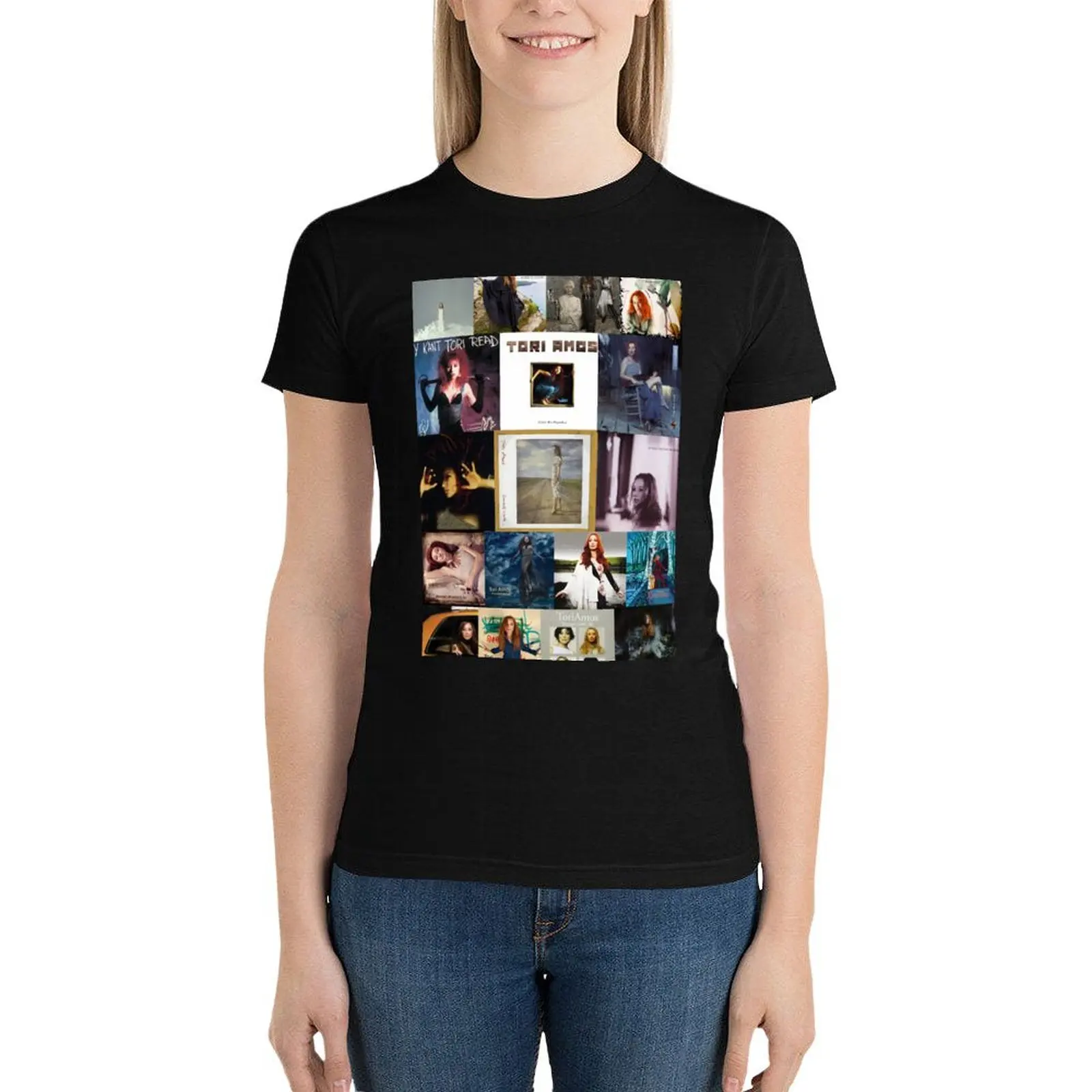 Tori Amos Album Records Collage Collection Print T-Shirt lady clothes female animal print shirt for girls Women's tops