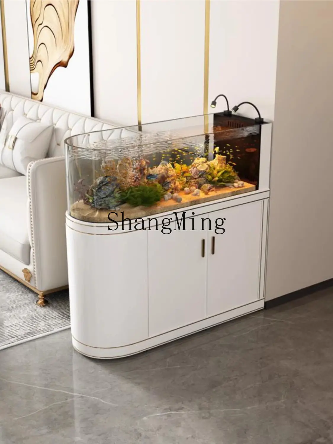 

CL Light Luxury Curved Screen Stream Tank Ecological Landscaping Wild Aquatic Plant Tank Ultra-clear Glass Fish Tank Aquarium