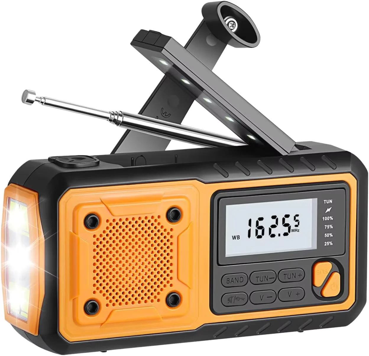 

4000mAh Portable Hand Crank Solar Radio Flashlight SOS Phone Charger Kit Emergency Dynamo Charging for Outdoor Disaster Survival
