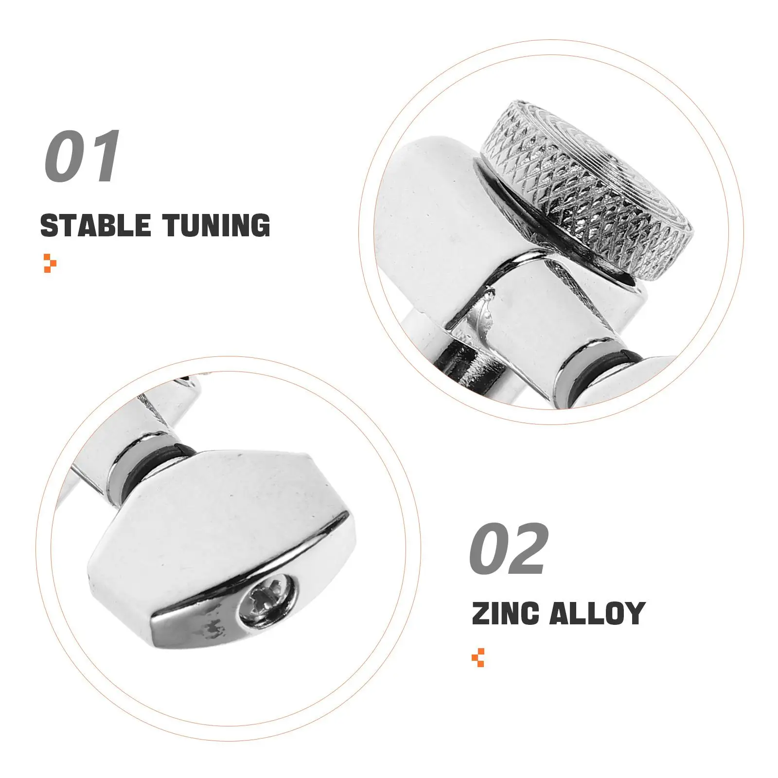 

6 Pcs Electric Guitar Peg Lock Locking Tuners with Machine Acoustic Tuning Pegs Silver