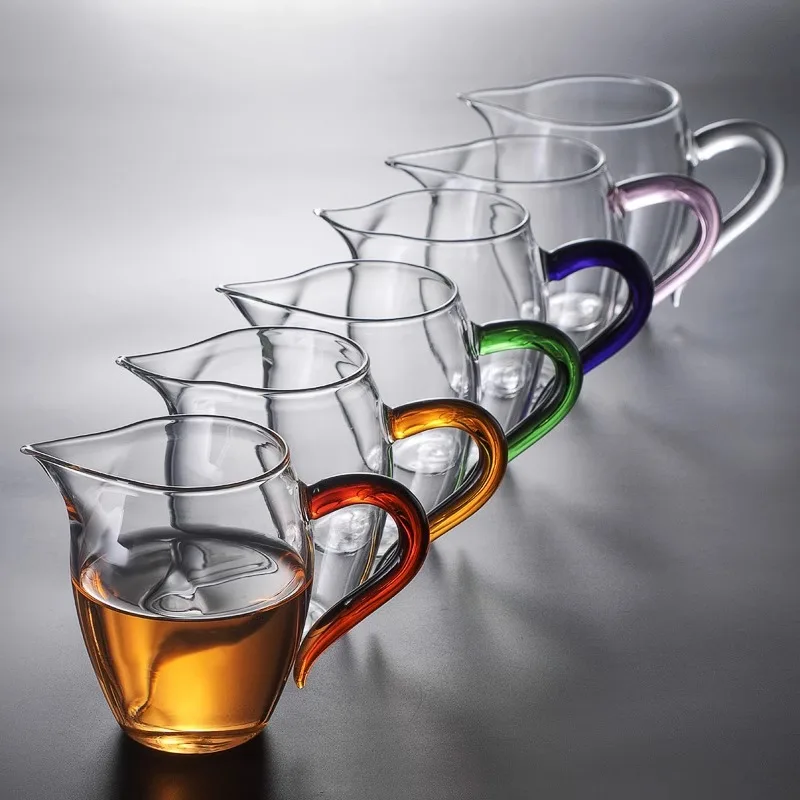 

Colorful Handle High Borosilicate Glass Fair Cup, Heat Resistant Tea Divider, Gongfu Tea Sea, Home Tea Ware Accessory