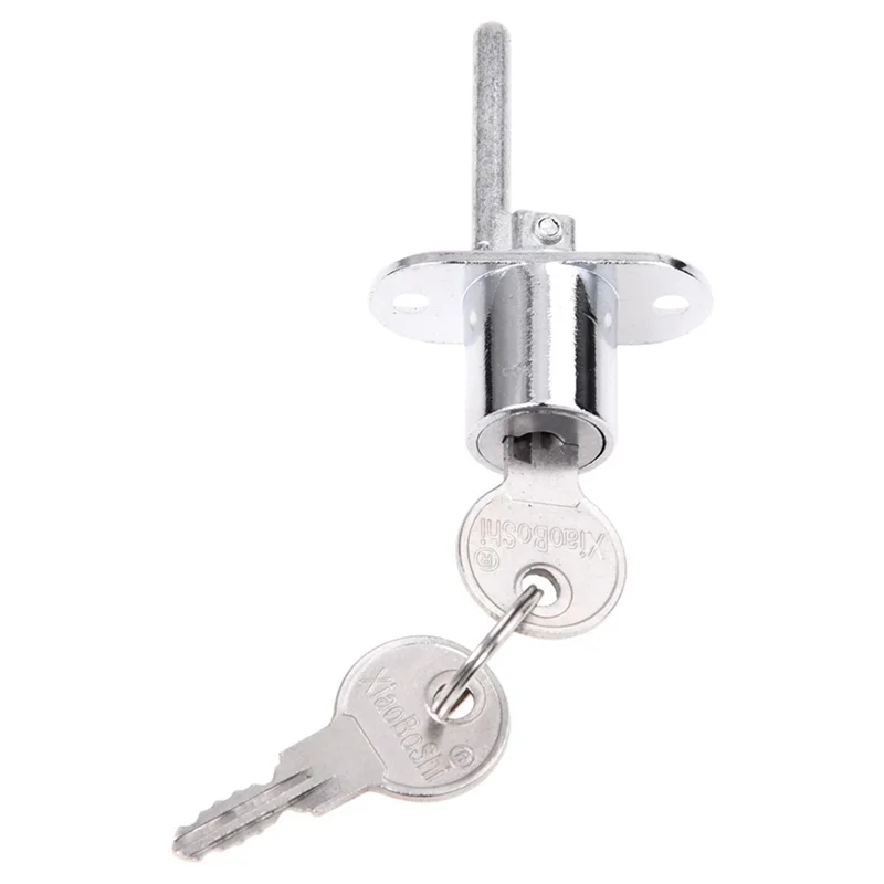 ABSS-3X 19Mm Cylinder Head Diameter Silver Tone Metal Drawer Plunger Lock With 2 Keys