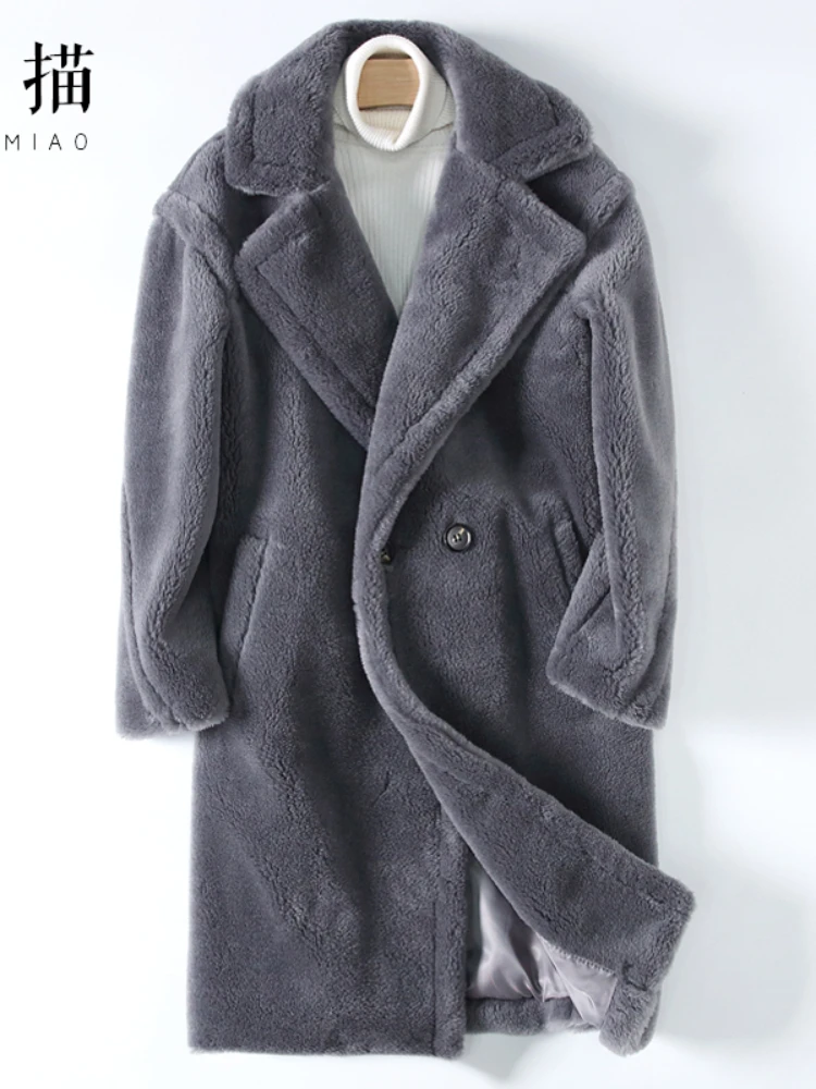 ฤดูหนาวใหม่ Cashmere เสื้อผู้ชายหลวมกลางหนังขนสัตว์ Overcoat