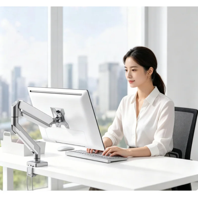 

Home Office Adjustable Single Monitor Bracket Universal Desktop Computer Screen Mount Stand Support Up To 32 Inch 19.8Lbs