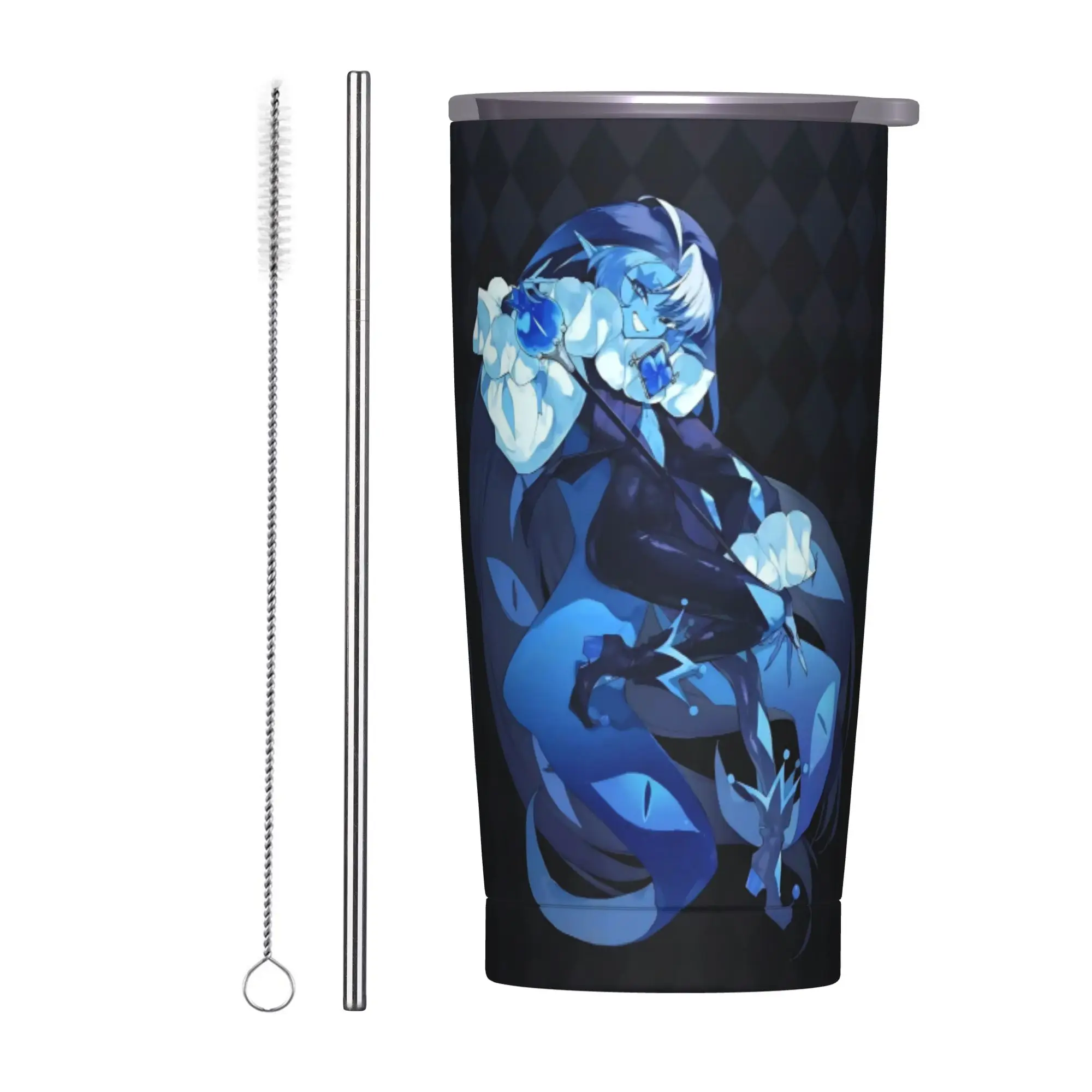 Shadow Milk Cookie Run Kingdom Insulated Tumbler with Lid Funny CRK Cartoon Vacuum Coffee Mugs Double Wall Car Bottle Cup, 20oz