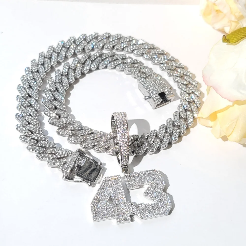 

Customized Name Necklace Zirconia Letters with 12mm Miami Cuban Chain Hip Hop Pendant For Men Women Hip Hop Jewelry