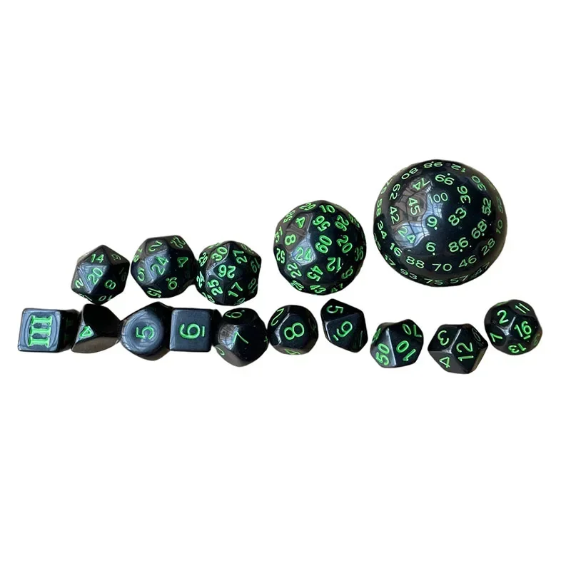 15 قطعة متعددة أرقام الوجه مبهمة الأسود نرد متعدد السطوح مجموعة ل RPG D3 D4 D5 D6 D7 D8 D10 D12 D16 D20 D24 D30 D60 D100