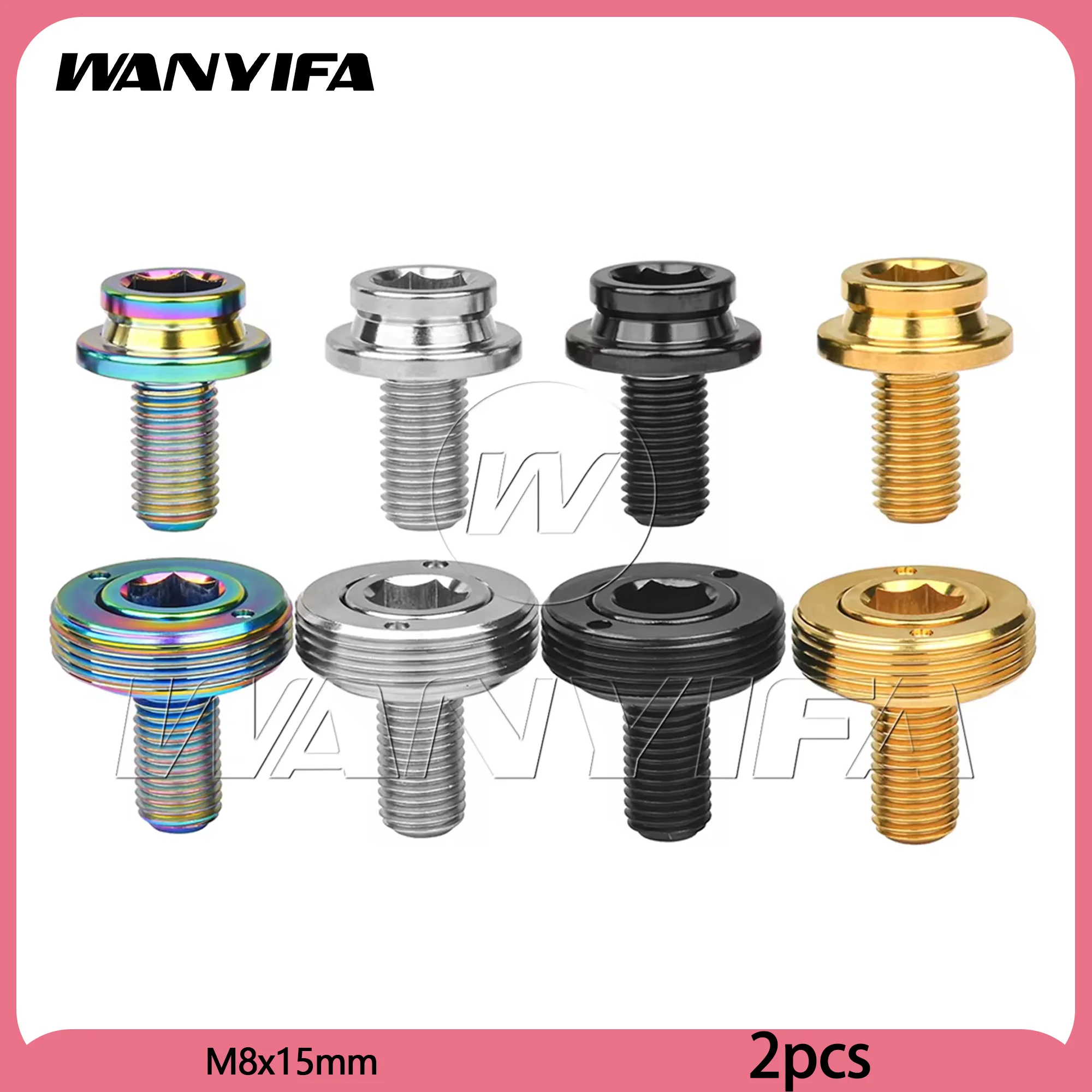 Wanyifa 2pcs Bike Bottom Bracket Axle Crank Screw Fixing Crank Set Titanium Bolts M8x15mm Square with Dust Cap Bicycle Crank Nut