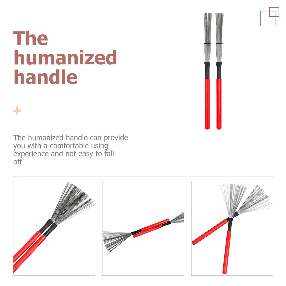 

2Pcs Drum Brush Professional Wooden Handle Steel Wire Jazz Drum Stick Brush Percussion Accessory Set Percussion for Drums
