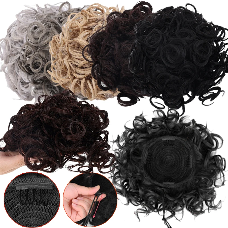 

Women Fashion Synthetic Hair Bun Extensions Messy Elastic Hair Scrunchies Hairpieces Synthetic Chignon Donut Updo Hair Pieces