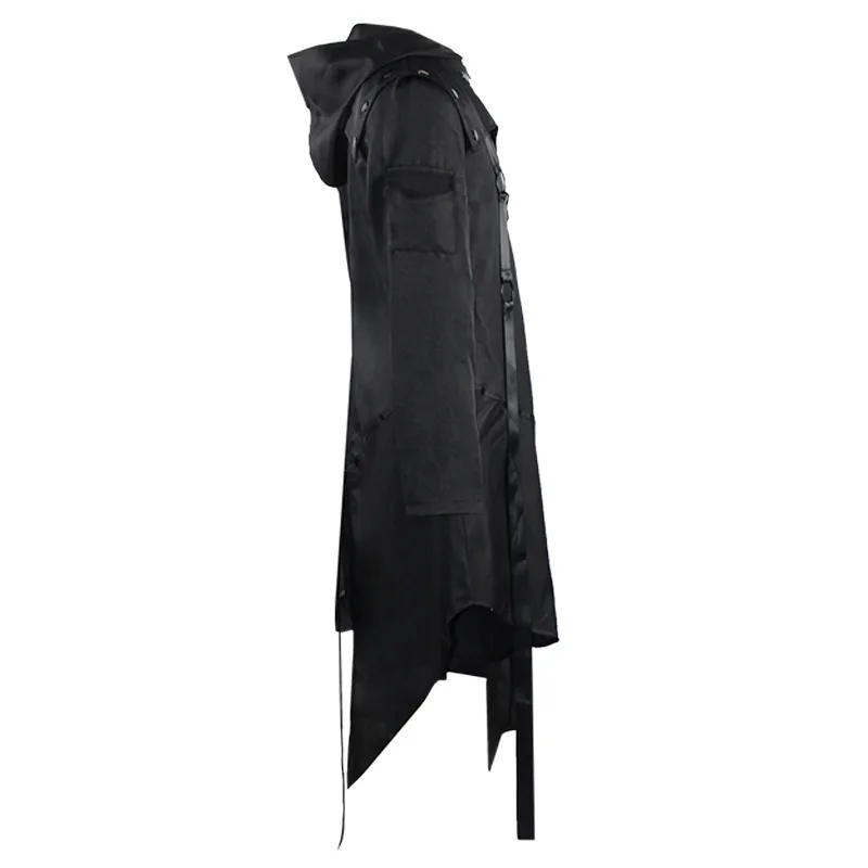 Gothic Sle loween Cosplay Jaet Men's Autumn Winter Coat k Ele Faionable Outerwear for Men's Costume