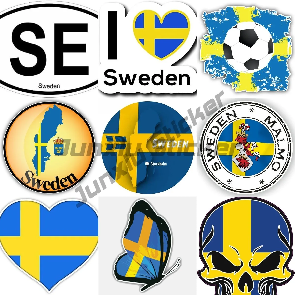 Swedish Sticker Swedish Nordic Flag Shield Decal Badge Sweden Map Skull Butterfly Flag Car Decal Motorcycle Car Accessories