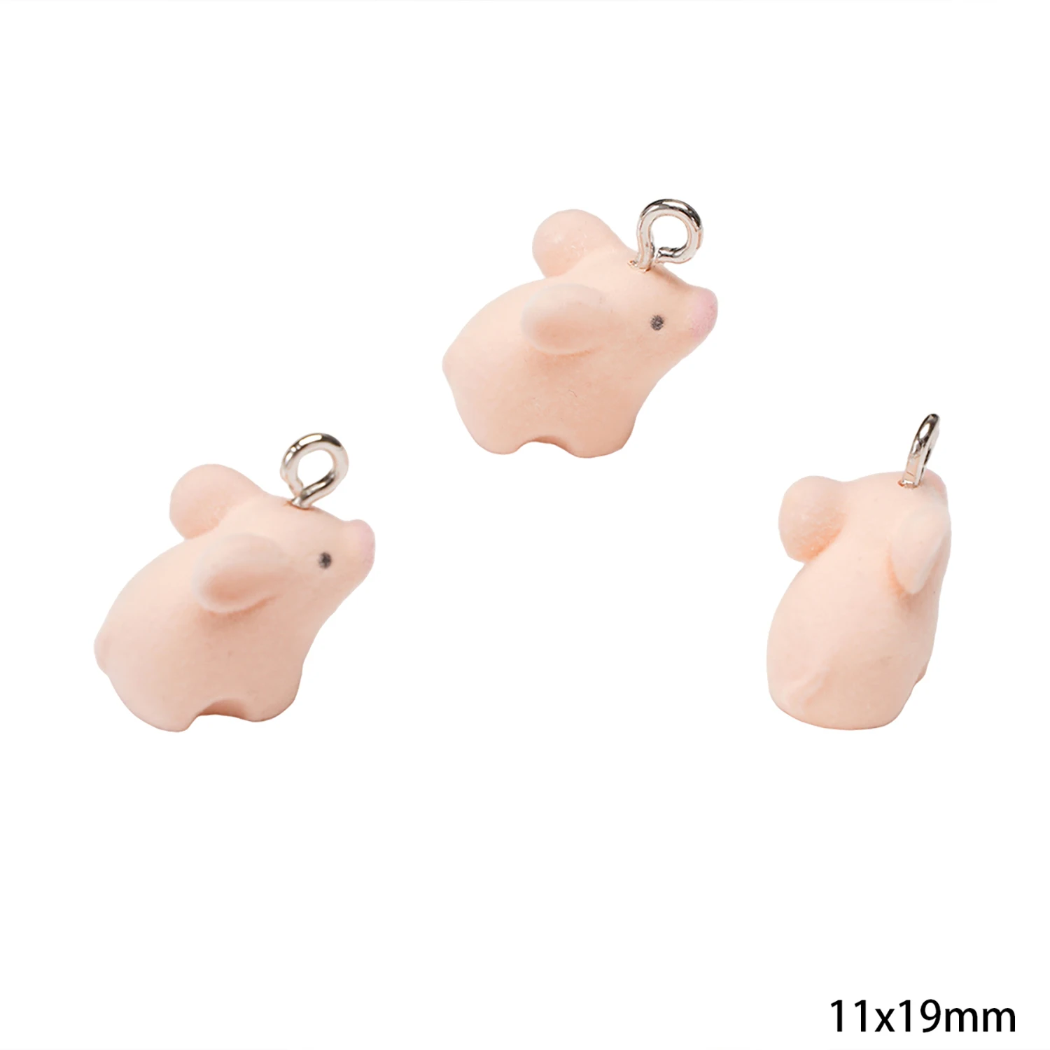 3D Flocking Resin Animal Charms for DIY Jewelry