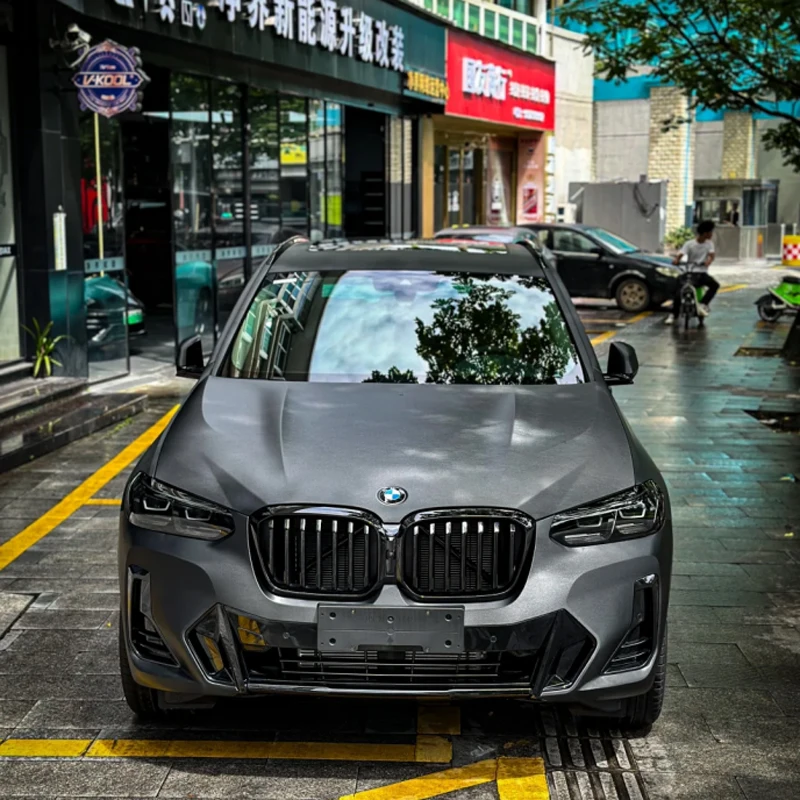 Gunmetal Dark Grey Brushed Steel Vinyl Wrap Roll with Air Release Self Adhesive Decal Vehicle Car Wrapping Foil with Air Release