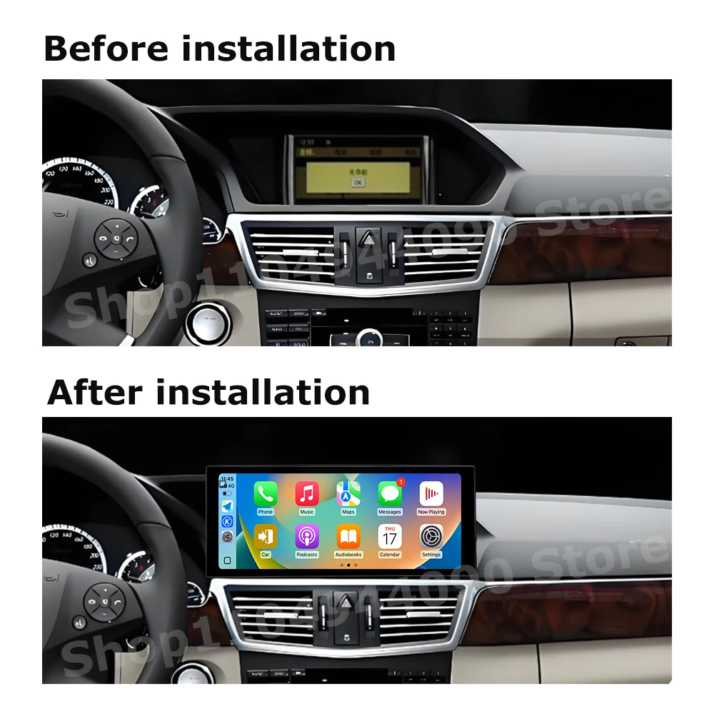 Carplay Android 14 for Mercedes Benz E Class W212 2009 - 2015 QLED Car Stereo Radio Multimedia Display GPS Navigation WiFi BT