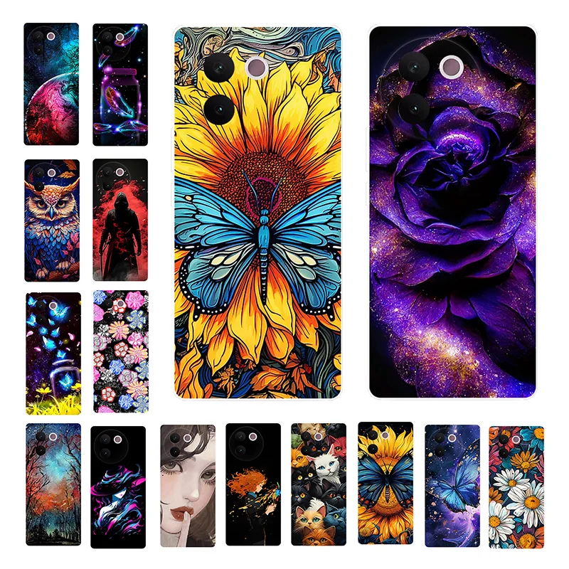 For Vivo V30e Case V2339 Black Silicone Bumper Butterfly TPU Soft Back Cover For Vivo V 30e 5G Case VivoV30E Shockproof Shell