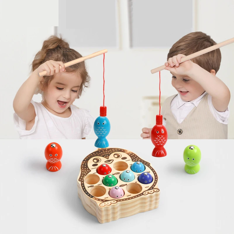 Holz Angels piel für Kinder Montessori Lernspiel zeug Set magnetisches Angels piel Feinmotorik Training frühes Lernspiel zeug