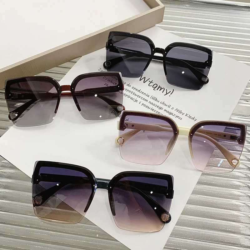 KAMMPT Oversized Sunglasses Man Woman Fashion Rimless Vintage Square Sun Glasses Eyewear Luxury Brand Design UV400 Female Shades