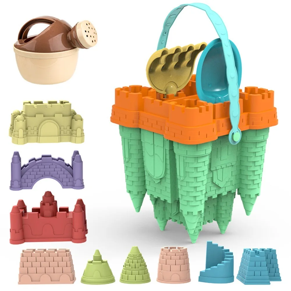 Conjunto de brinquedos de praia para crianças, jogo ao ar livre para crianças, castelo da pirâmide, acessórios de praia divertidos para meninos e meninas, verão