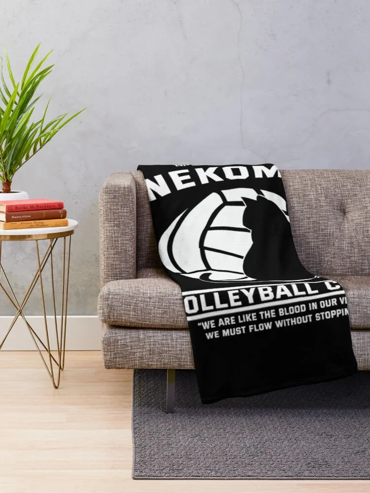 Haikyuu!,Nekoma High School Volleyball Club, White Text Throw Blanket Kid'S Blanket Multi-Purpose Sofa Quilt