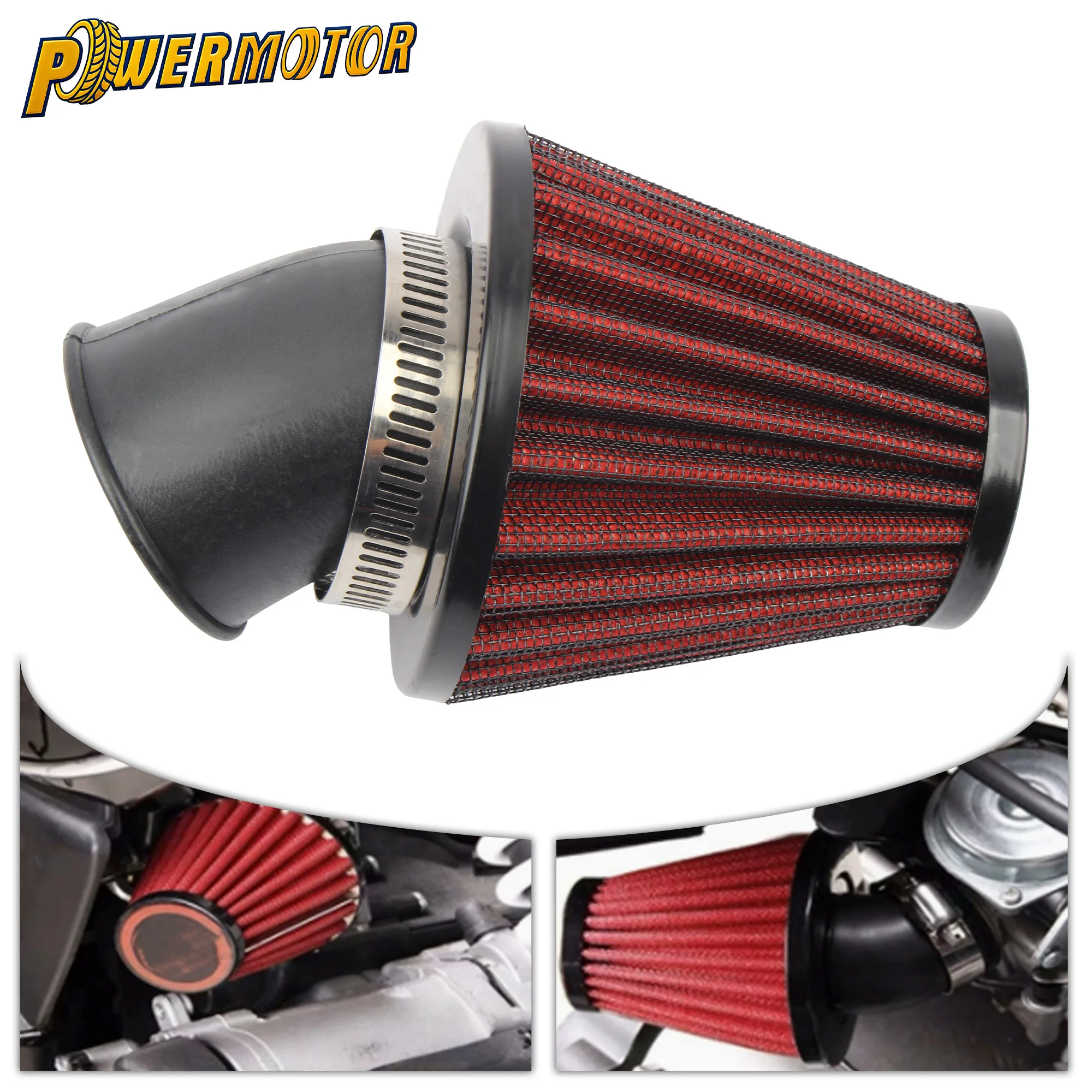 

Universal Motorcycle 35mm 42mm 48mm Air Filter Clamp-on 45 Degree Bend Air Intake Filters 50cc 110cc 125cc Motocross Modified