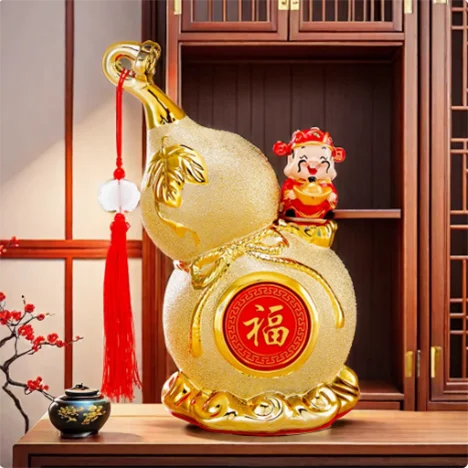 

Attract Wealth Ceramic Gourd Fengshui Ornaments Home Living Room Decoration Items Office Desk Accessories Art Housewarming Gift