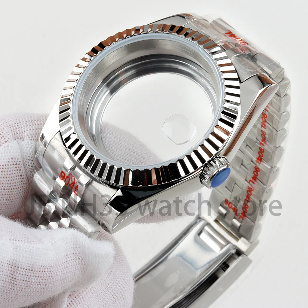 NH35 36/39mm Cassa per orologio Argento Bracciale giubileo in acciaio inossidabile di alta qualità per Seiko Nh35 Nh36 Movimento Datejust Case