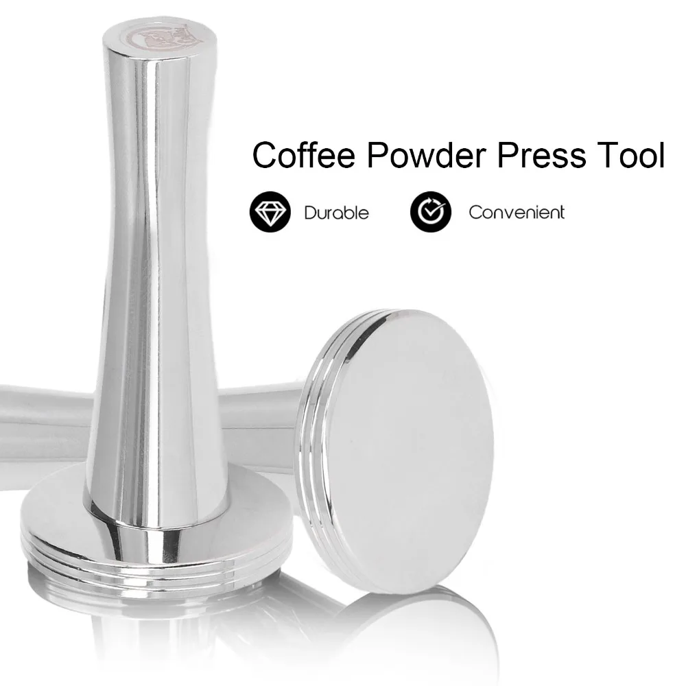 Flat Base Coffee Tamper 41mm Size Silver Powder Hammer Stainless Steel Ergonomic Design Press Tool Coffee Preparation