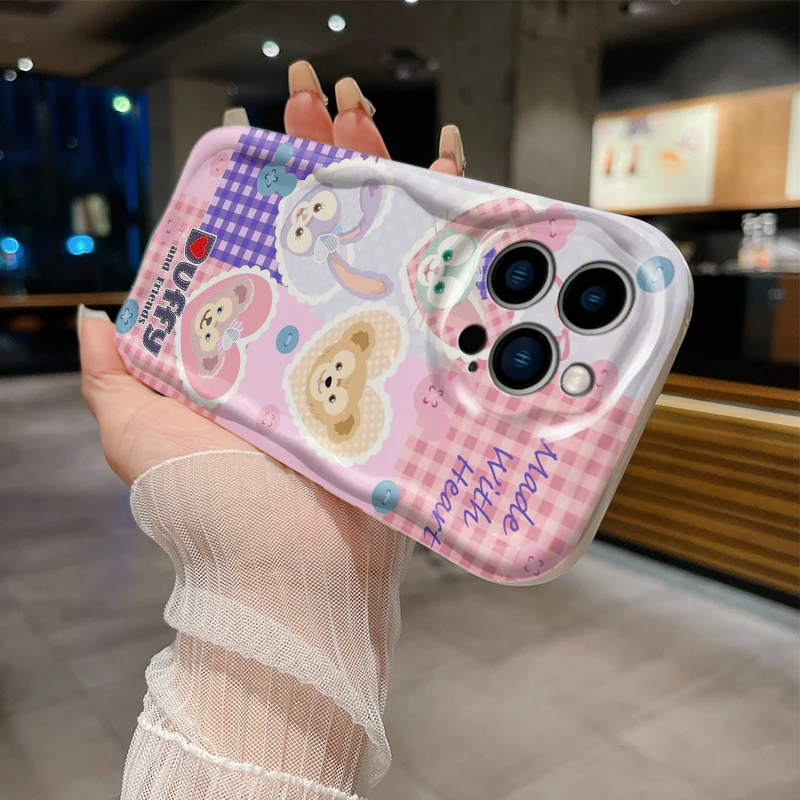 Disney Duffy And Friends Lovely For iPhone Apple 15 14 13 12 11 XS XR X 8 7 Pro Max Plus Wave Oil Shockproof Phone Case Back