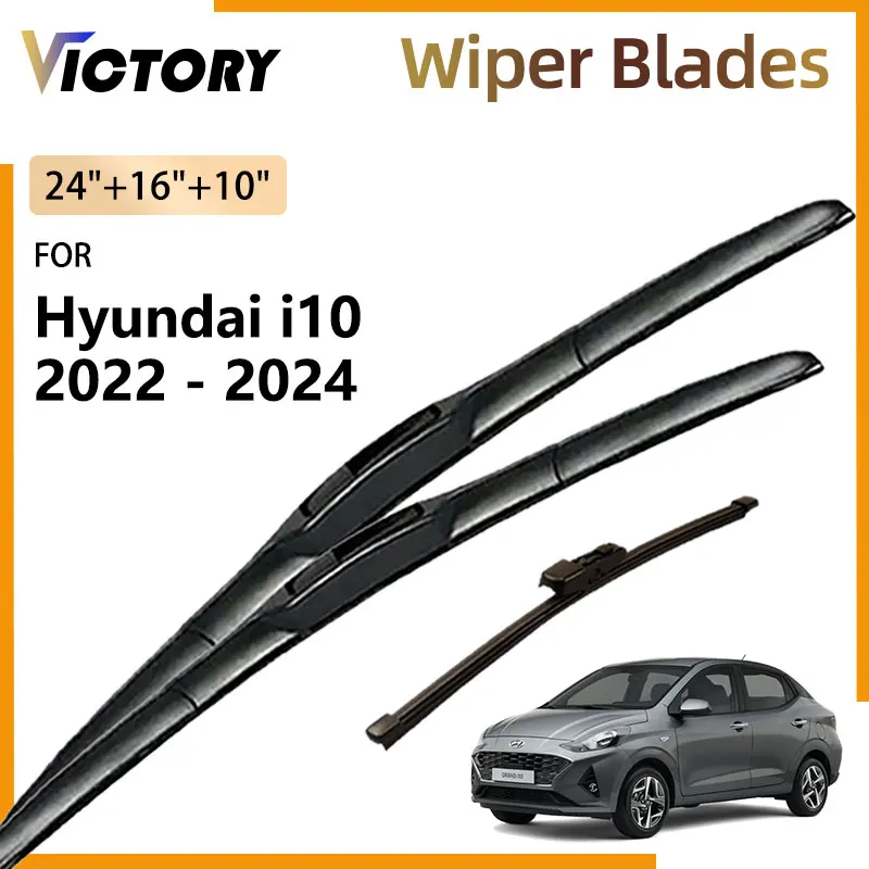 3x For Hyundai Grand i10 N Line SE 2022 2023 2024 Accessories Natural Rubber Front Rear Wiper Blade Window Brushes 24