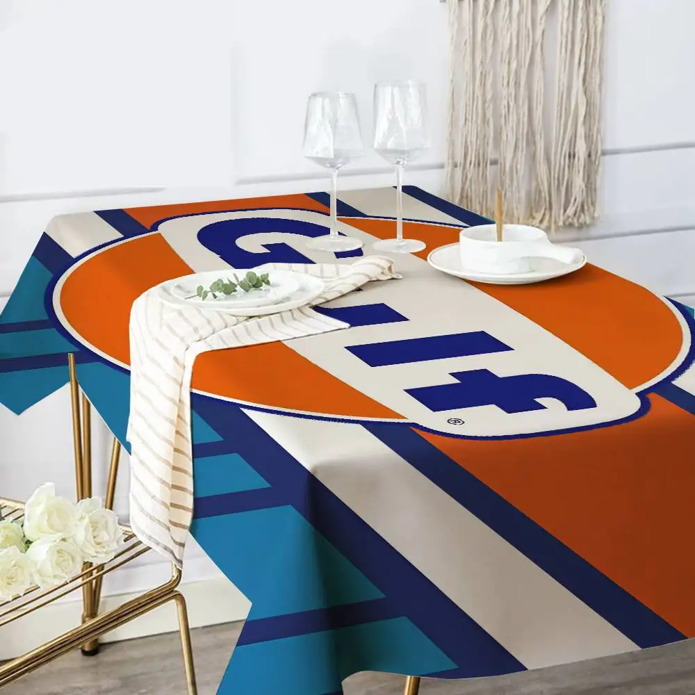 G-Gulfs Racing Logo Rectangular Tablecloths Washable Wedding Party Kitchen Dining Living Room Birthday Decoration Table
