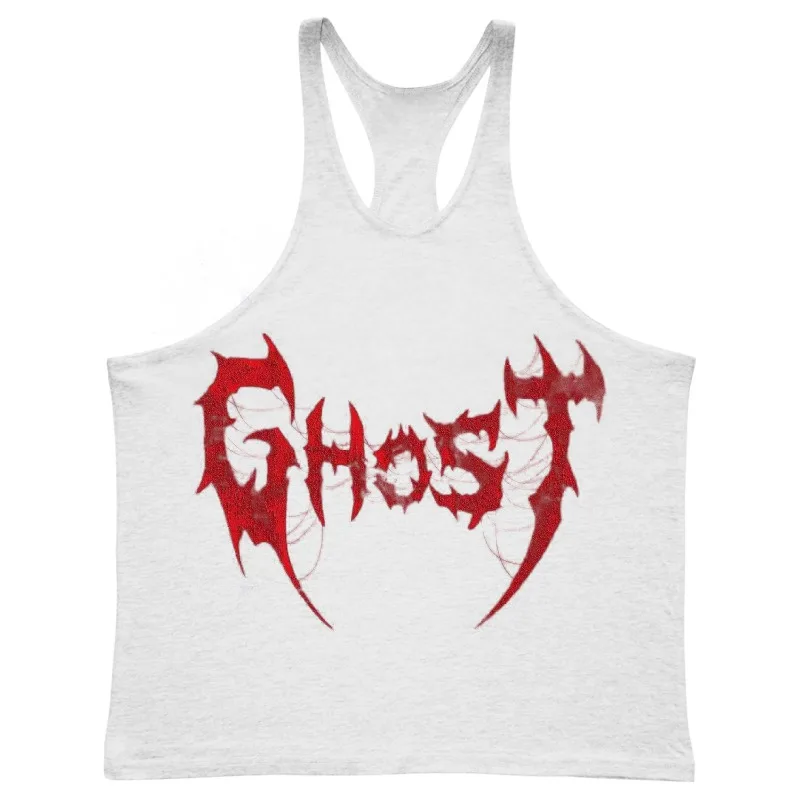 Men’s Summer Tank Tops Breathable 100％ I-shaped Vest Ghost Graphics Male Bodybuilding Sportswear Outdoor Fitness Muscle Clothing