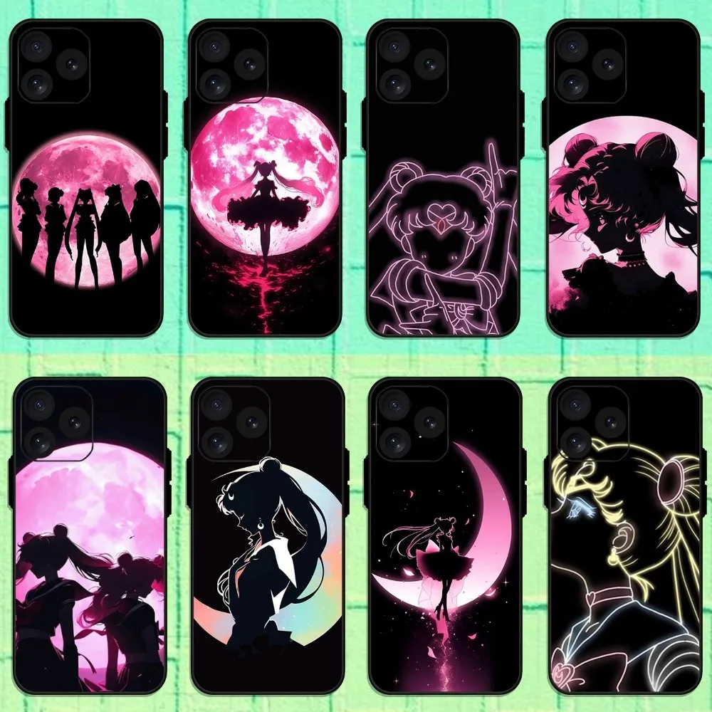 Anime S-Sailor M-Moon Phone Case For iPhone 8 11 12 13 Pro 14 15 Mini X XR XS max Plus Shell