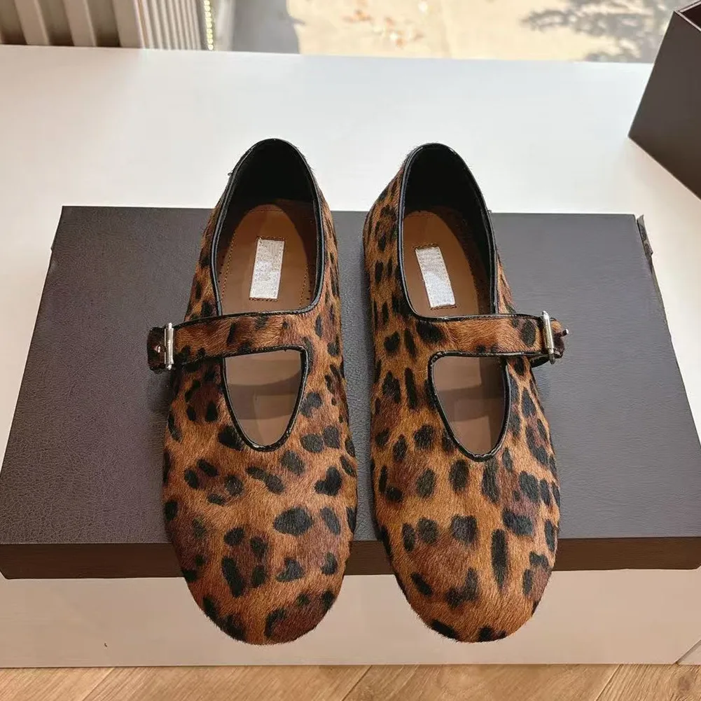 

Ma Mao Leopard Pattern Mary Jane Single Shoes Women's 2026 Spring New Ballet Shoes Flat Shoes Trend