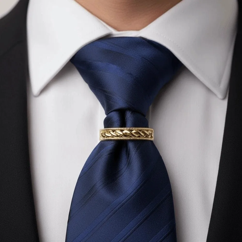 Alloy D-shaped Tie Buckle Cuff Links Mini Twists Tie Clip Golden Accessories for Suit Tie Knot Fixation Business Activities