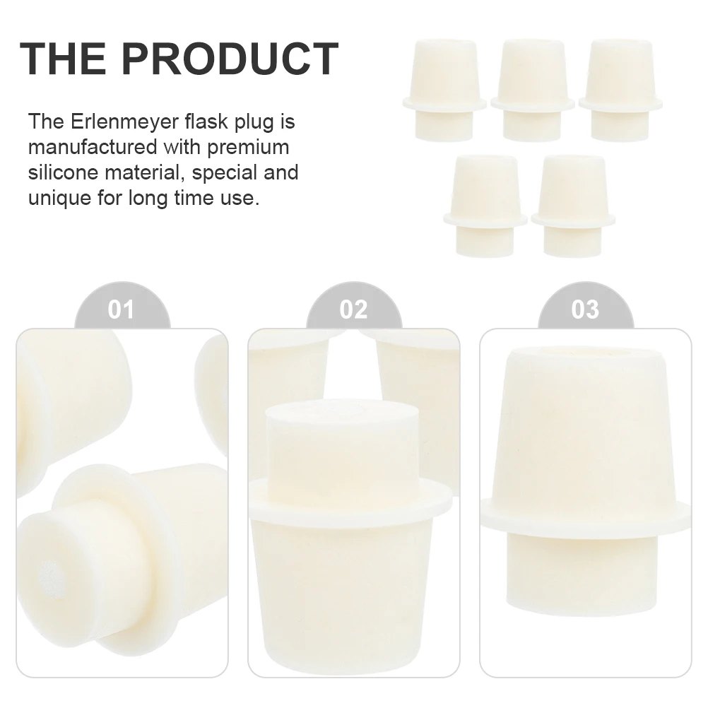 

5pcs Silicone Erlenmeyer Flask Stopper Seal Plug for Test Tube Flask Bottle Sealers Stoppers Lab Glassware Tools